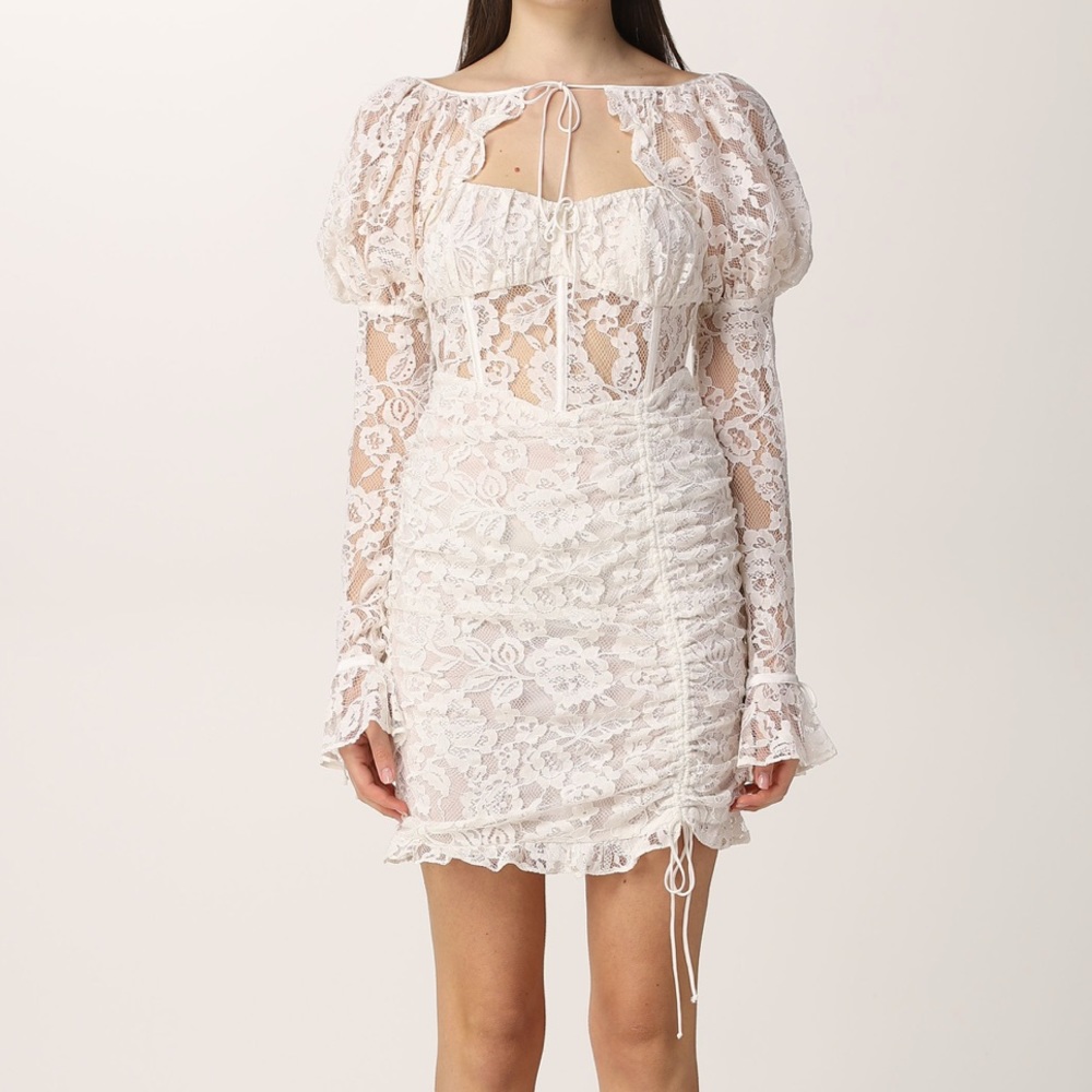 For Love & Lemons Victoria White Lace Mini Dress